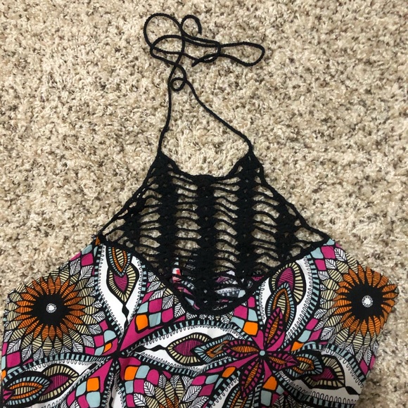 Multi Floral Print Halter Maxi Dress - Picture 4 of 5